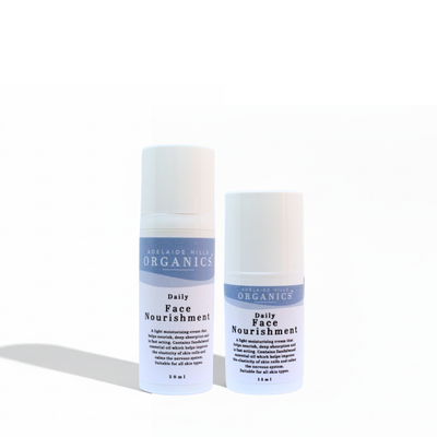 Daily face nourishment lifestyle shot with natural ingredients - Adelaide Hills Organics