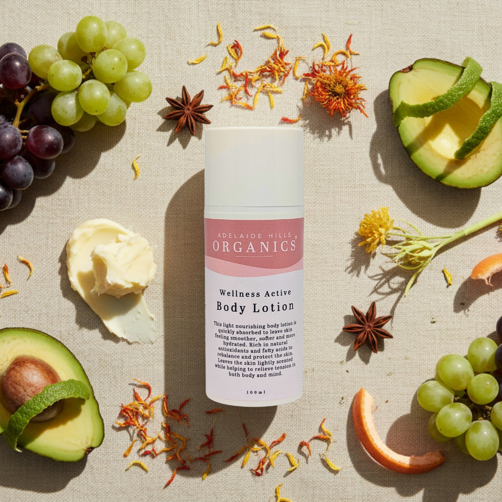 Wellness Active Body Lotion ingredients and texture - Adelaide Hills Organics
