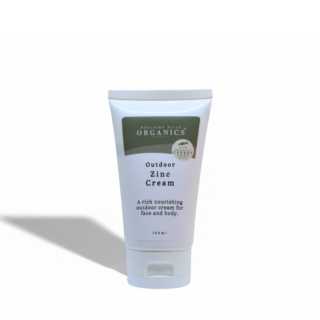 Outdoor Zinc Cream Carrot Seed Oil bottle - Adelaide Hills Organics