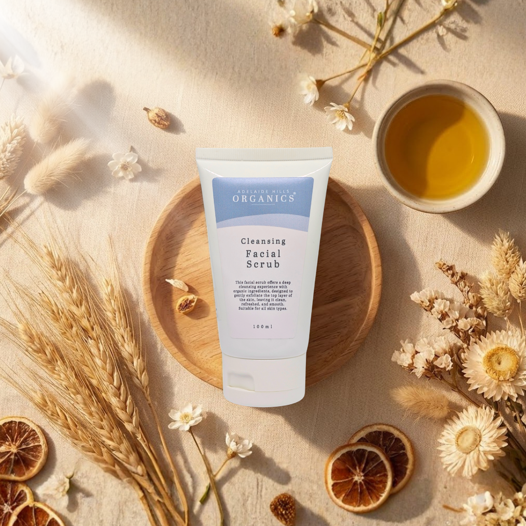 Cleansing Facial Scrub ingredients and texture - Adelaide Hills Organics