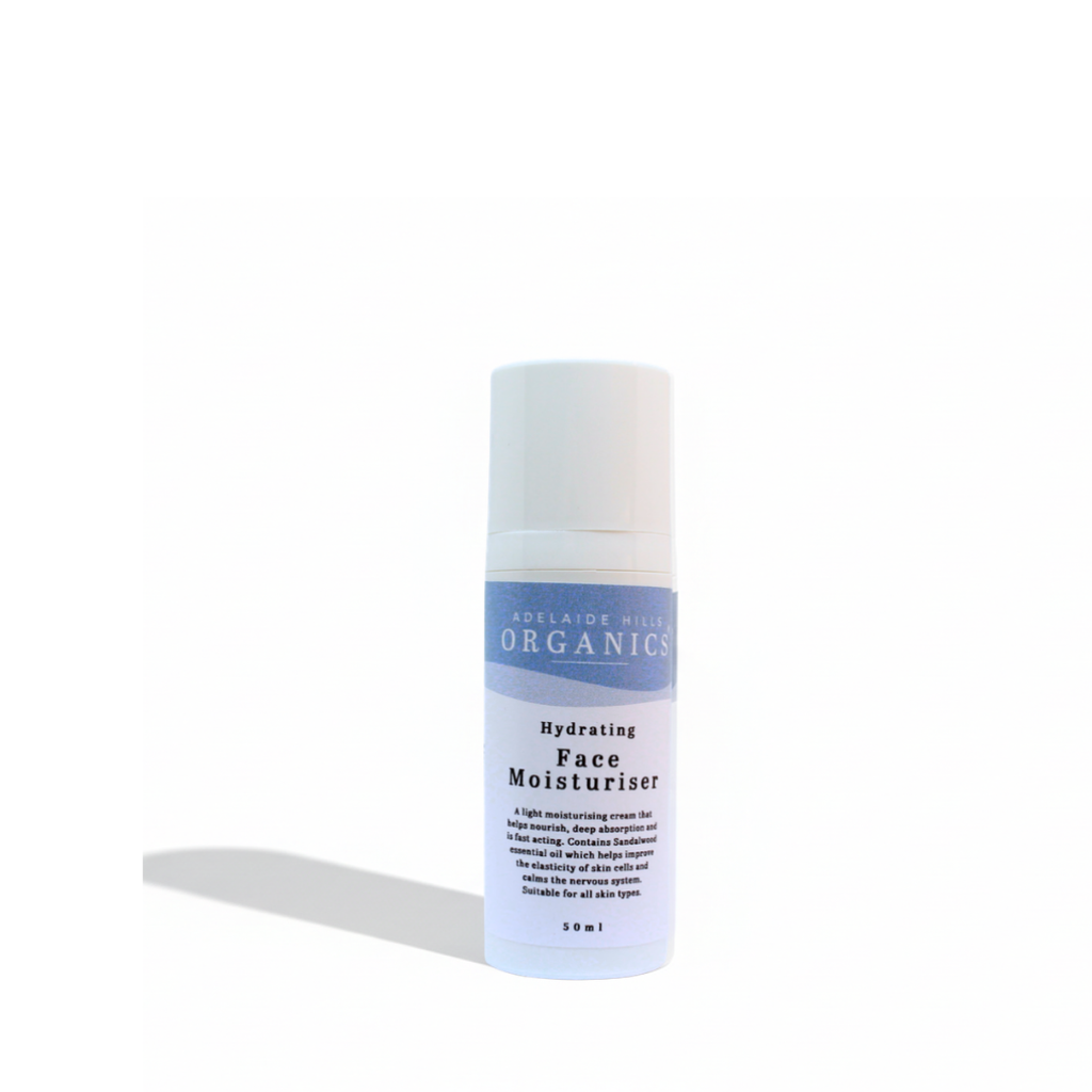 Hydrating Face Moisturiser texture and lifestyle - Adelaide Hills Organics