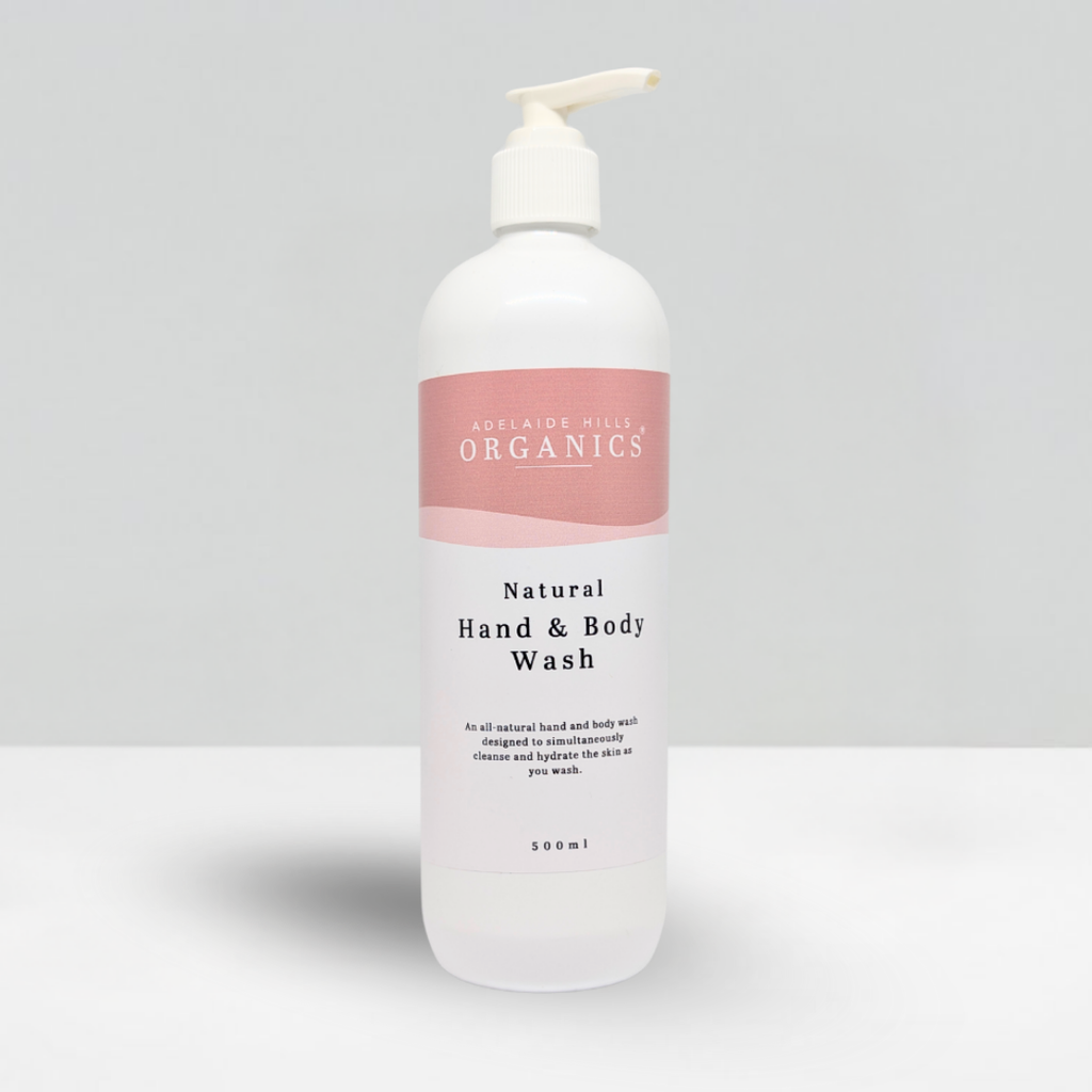 Natural Hand and Body Wash 500ml pump bottle front view - Adelaide Hills Organics