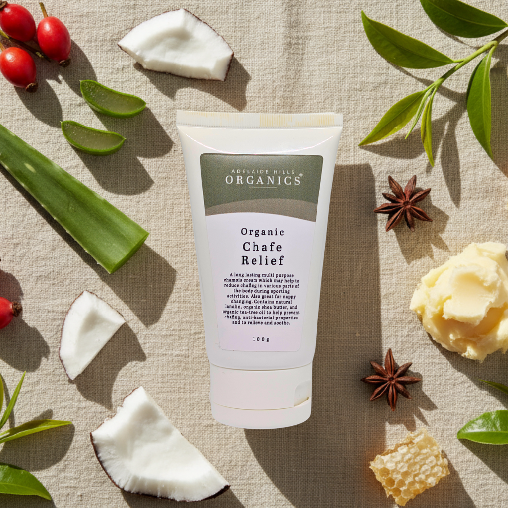 Organic Chafe Relief Cream 200g for cyclists and runners - Adelaide Hills Organics