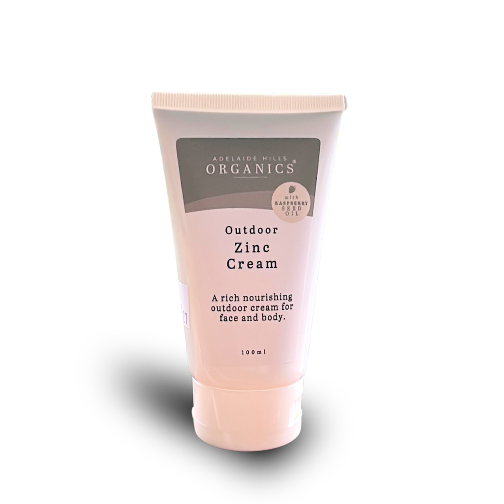 Tube of Adelaide Mills Organics Outdoor Zinc Cream on a white background