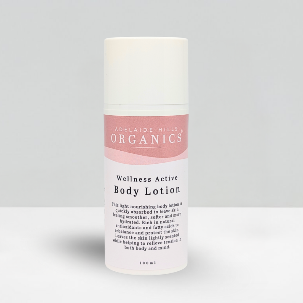Wellness Active Body Lotion 100ml bottle front view - Adelaide Hills Organics