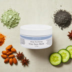 Deep Purifying Clay Face Mask with green clay, mineral mud, almonds and cucumber flat lay - Adelaide Hills Organics