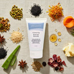 Cleansing Facial Scrub with apricot, aloe vera and star anise flat lay - Adelaide Hills Organics
