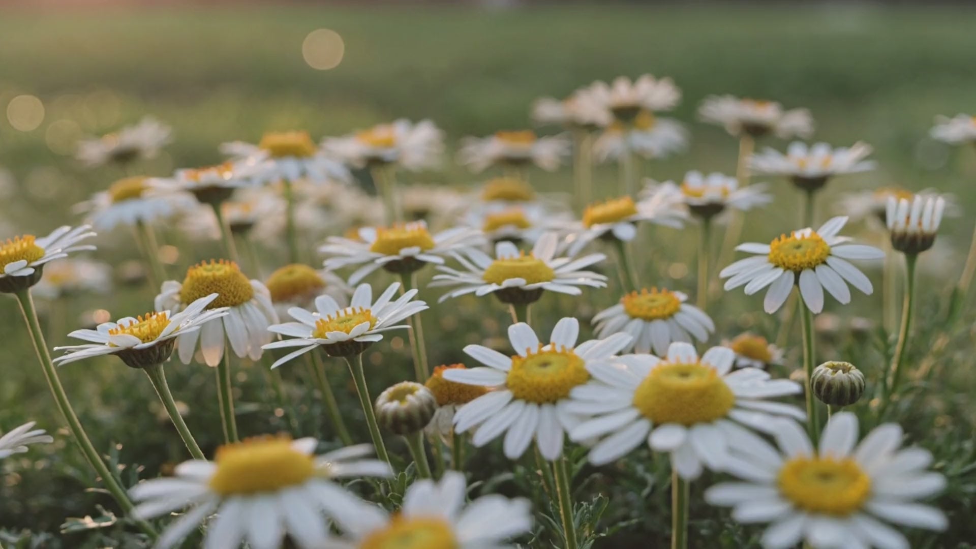 Chamomile flowers in a garden